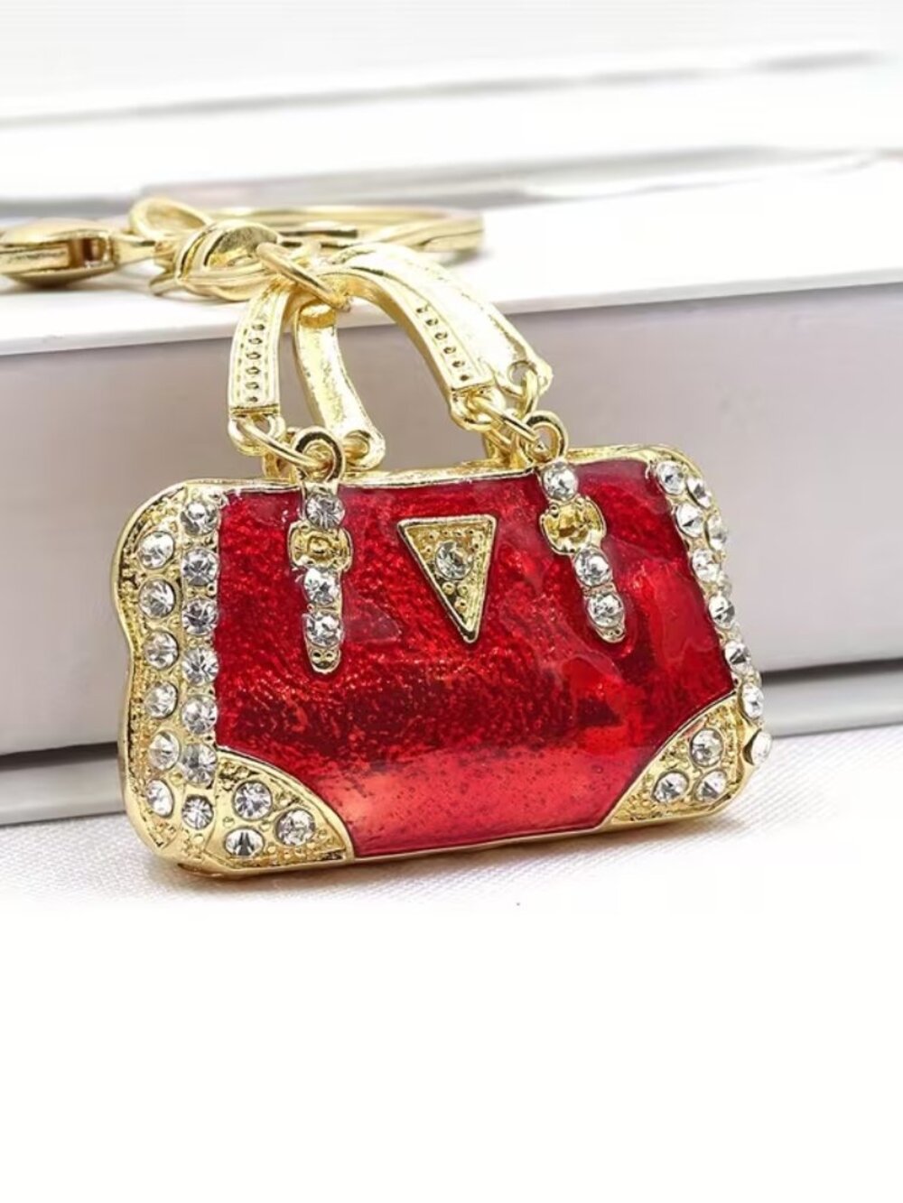 Red Rhinestone Mini Purse Keychain Handbag Charm Crystal Bag Charm Key Ring Gift - Picture 1 of 8